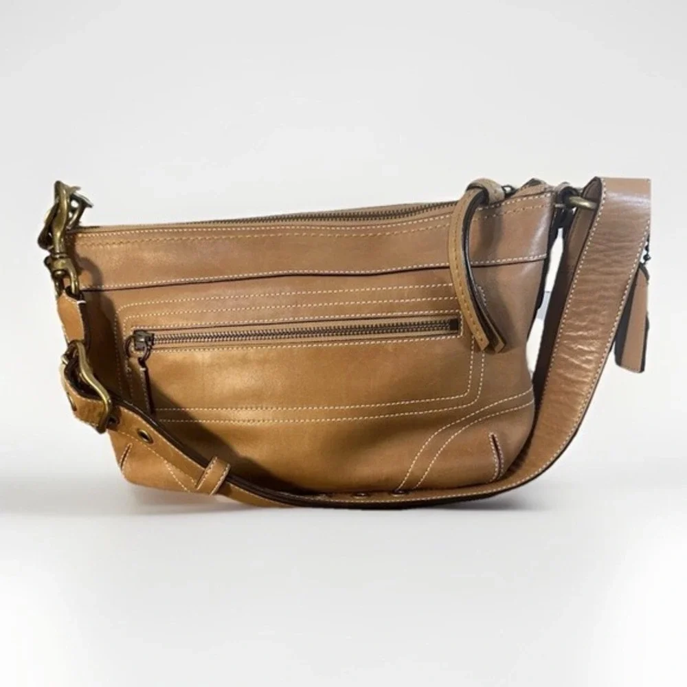 Coach Vintage Legacy Caramel Tan Leather Buckle Purse‎ Handbag Shoulder Bag